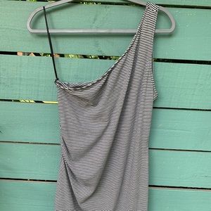 *EUC* Kardashian Kollection One-Shoulder Striped Dress